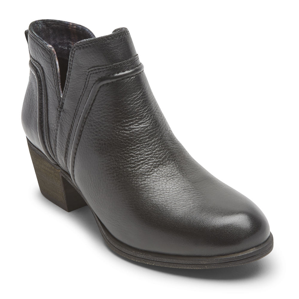 Rockport Singapore Womens Booties - Cobb Hill Anisa V-Cut Black - UO2807415